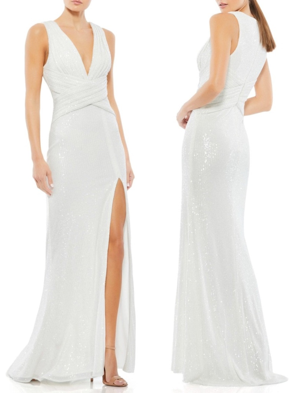Mac Duggal 26598 V Neck Sequin Wrap Waist Gown - NWT NEW